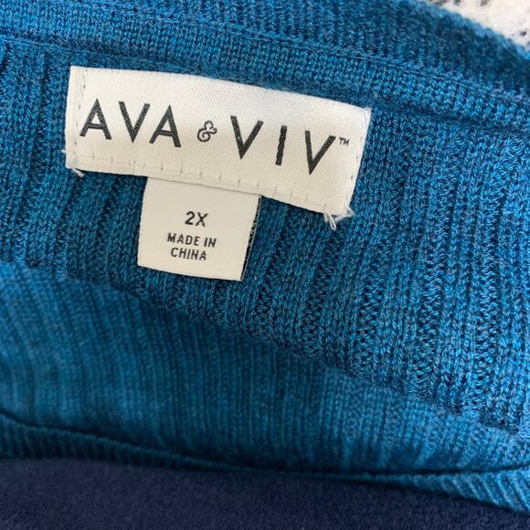 Ava & Viv Women's Teal Blue Sweater Size 2X - Picture 4 of 4